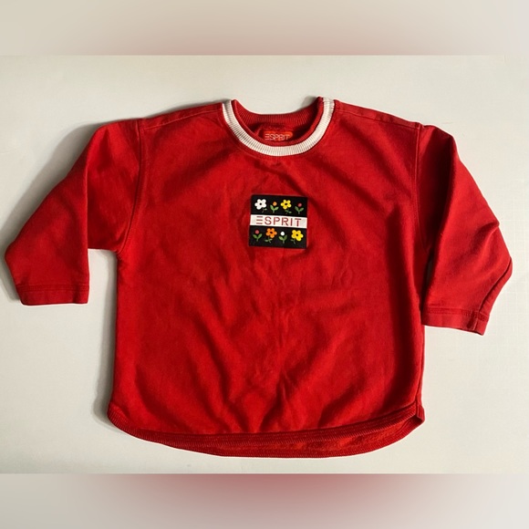 Esprit 90s crewneck sweatshirtshirt fleece vintage red  Kids size S vintage - Picture 1 of 8
